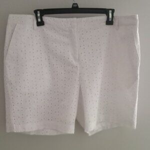 'IZOD' Solid White Eyelet Shorts Size 16 Pockets Fully lined NWOT